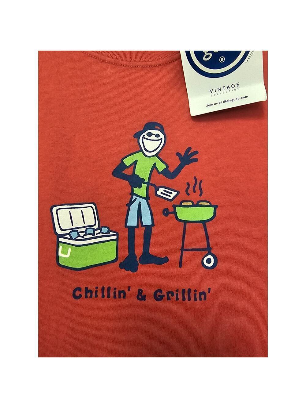 Life is Good Vintage Chillin' & Grillin' T-Shirt, Red, size S - Picture 3 of 7